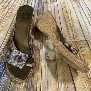 Yellow Box Cork Wedge Heels Size 9